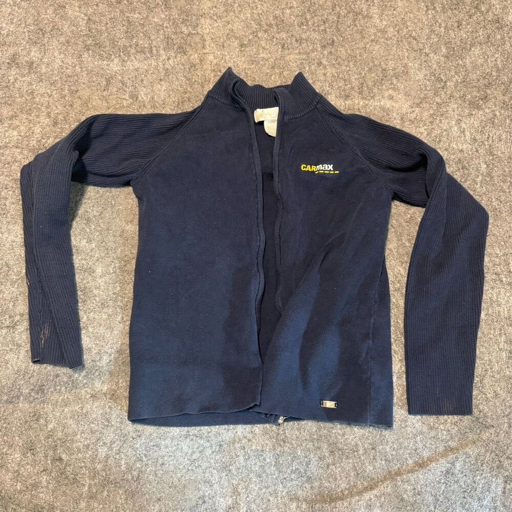 Carmax Womens Sweater Size M Navy Blue Full Zip Employee Worker